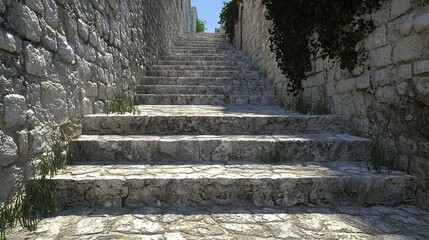 Sticker -  A set of stone stairs leading to the top of another set of stone stairs