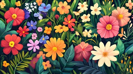 Wall Mural - An illustration of flowers
