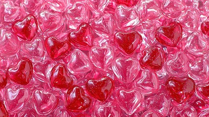 Canvas Print -   A stack of pink gummies with red hearts on top