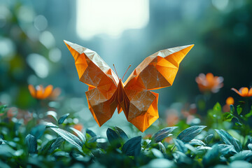 Poster - A delicate origami model unfolding to reveal various scientific and artistic concepts, symbolizing the unfolding of the mind. Concept of intellectual and creative unfolding.