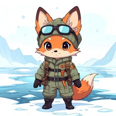 Poster - Cute Fox in Winter Gear