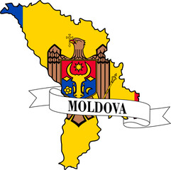 moldova flag map, national identity country silhouette