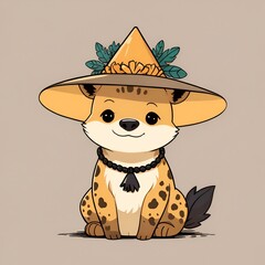 Sticker - Cute Cartoon Animal Wearing a Witch Hat