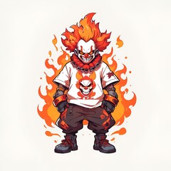 Wall Mural - Fiery Clown Character Illustration