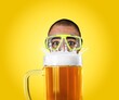 © BillionPhotos.com - Man in swimsuit floating at top of foamy beer glass