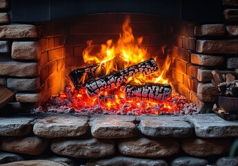 Poster - Warmth and Cozy Fireplace