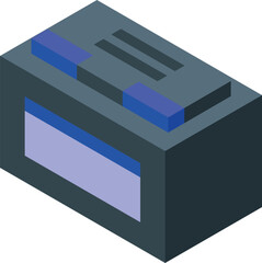 Poster - Car battery isometric icon illustrating an accumulator providing energy to start the engine and power electrical components