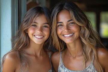 Canvas Print - Smiling Mother and Daughter