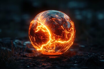 Wall Mural - A glowing orange ball with a hole in the middle