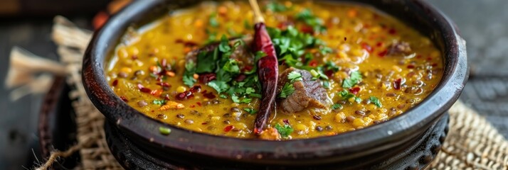 Poster - Lentils cooked with mutton in a flavorful dish