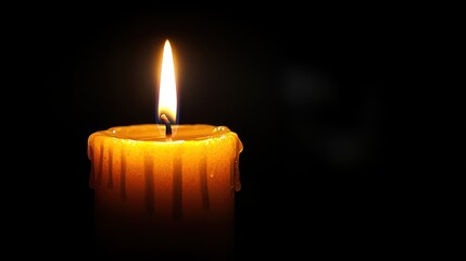 Wall Mural - A Single Candle Flame in the Darkness