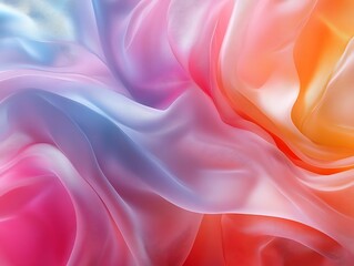 Wall Mural - Abstract Background of Pink, Blue, and Orange Silk Fabric with Soft Waves