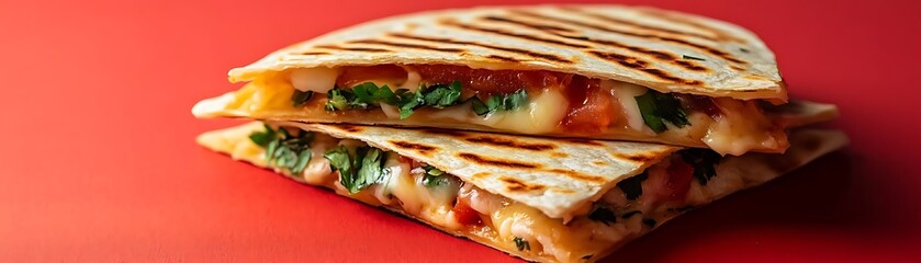 Wall Mural - Grilled Quesadilla with Tomato and Cheese - Food Photography