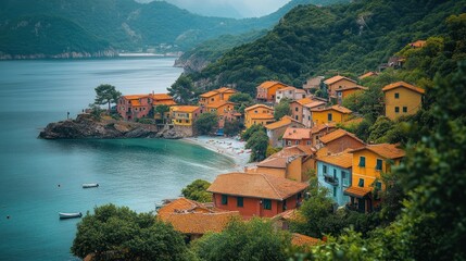 Wall Mural - Coastal Village with Stunning Sea Views