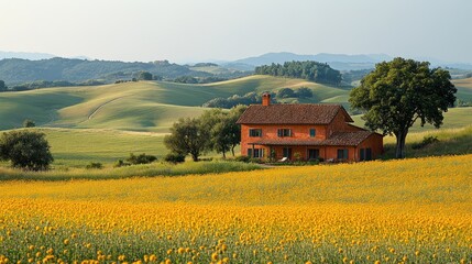 Wall Mural - Tuscan Villa Amidst Rolling Hills