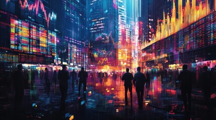 Poster - Neon Cityscape - A Digital Symphony