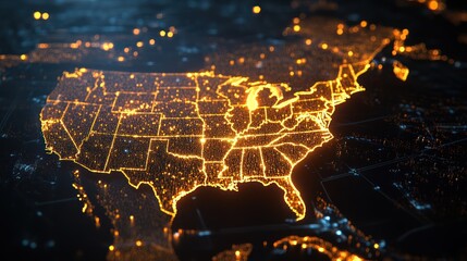 Glowing Map of United States