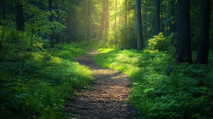 Canvas Print - Sunlit Forest Path