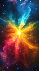 Wall Mural - Cosmic Burst - Abstract Background with Stars and Nebula