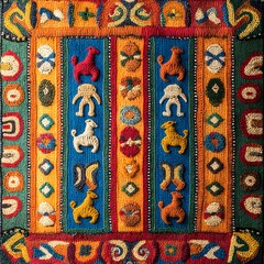 25. **Peruvian alpaca wool pattern with colorful, traditional motifs.**