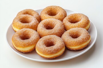 Wall Mural - A Plate of Seven Sugar-Dusted Donuts