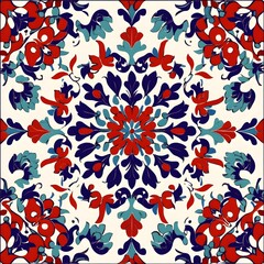 Wall Mural - 17. **Turkish Iznik tile pattern with floral and geometric elements.**