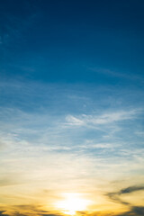 Wall Mural - panoramic beautiful sunset sky, clouds - vertical background.