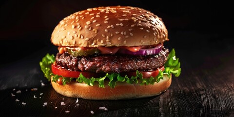 Sticker - Delicious Fresh Burger with Savory Meat and Fresh Vegetables