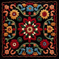 Wall Mural - 130. **Nepalese traditional embroidery pattern with rich, cultural elements.**