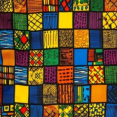 Wall Mural - 125. **Ghanaian kente cloth pattern with vibrant, geometric designs.**