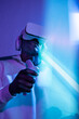 © VICTOR TORRES/Stocksy - Immersive virtual reality gaming with headset and controller