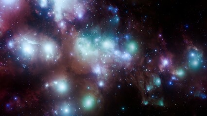 Wall Mural - Fantasy Outer Space Nebula Background with Stars and Planets