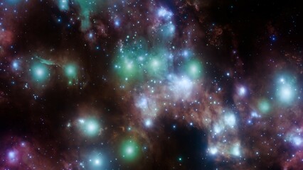 Wall Mural - mystical space nebula in vibrant colors with starfield