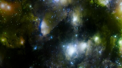 Wall Mural - Mystical Space Nebula in Vibrant Colors with Starfield