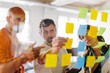 © BONNINSTUDIO/Stocksy - Business team having meeting brainstorming using sticky notes