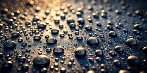 Wall Mural - Rough dark texture surface background with scattered water droplets Depth of Field