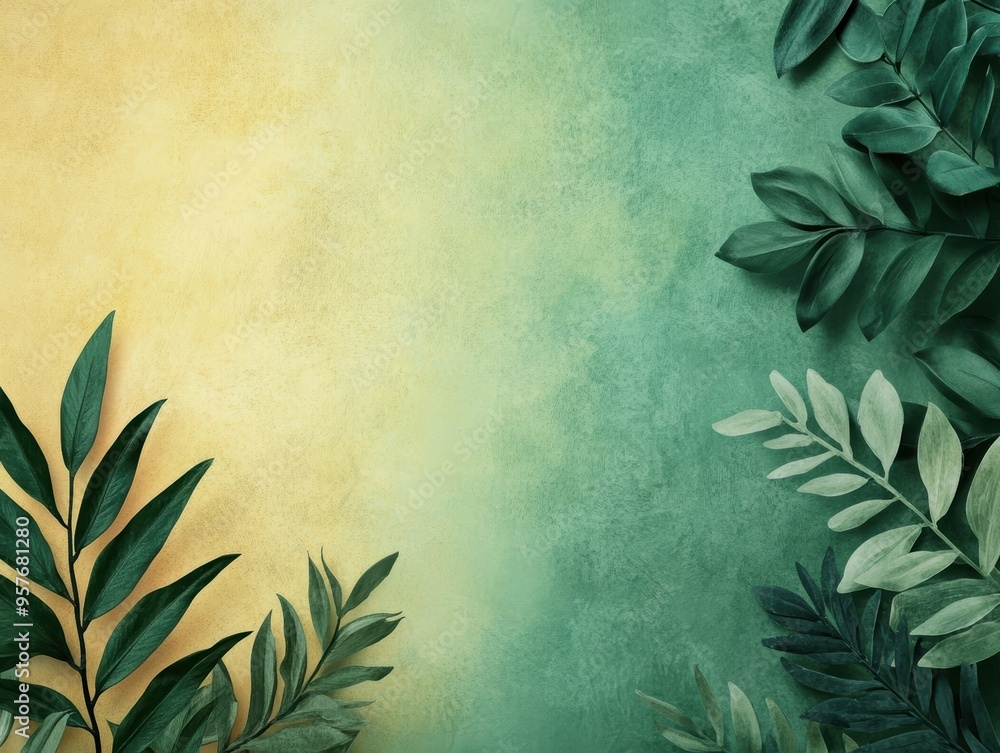 Gradient blending from deep forest green to sunlight yellow, organic ...