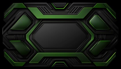 Abstract Geometric Design with Black and Green Panels