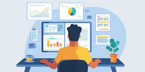 Fototapete - UX designer analyzing user behavior data to refine interface design and improve overall user satisfaction