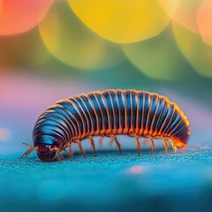 Wall Mural - millipede isolated on abstract background