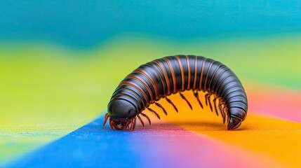 Wall Mural - millipede isolated on colorful background