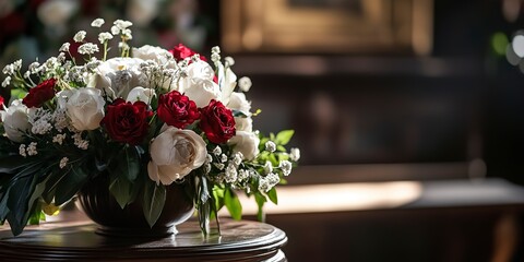 Poster - Mourning and Flower Arrangement at Funeral. 