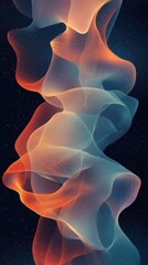 Wall Mural - Abstract Wavy Lines with Golden Glimmering Particles Against a Dark Blue Background