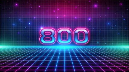 Canvas Print - 80s style background with neon grid and glowing lights, 80s, background, grid, neon, light, glow, effect, retro