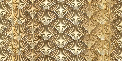 Poster - Elegant seamless art deco pattern with fans or palm leaves, art deco, elegant, seamless, pattern, fans, palm leaves, design