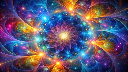 Wall Mural - fractal cosmos in vibrant hues, fractal, cosmos, vibrant, colors, abstract, space, universe, pattern