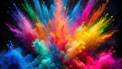 Poster - Vibrant explosion of colored powder in the air , celebration, festival, colors, powder, explosion, vibrant, party, Holi, happiness