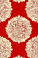 Wall Mural - Red and Yellow Floral Pattern