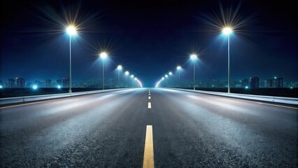 Poster - Artificially illuminated section of the road at night, night, road, illuminated, artificial, street, city, urban, lights