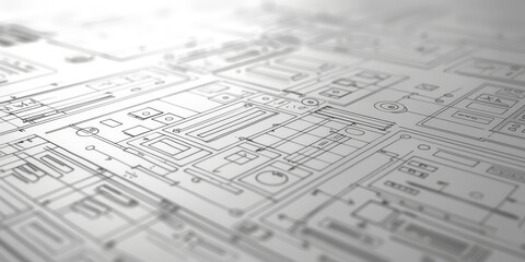 Fototapete - Conceptual image of UX design blueprint, emphasizing usability goals and user interface aesthetics